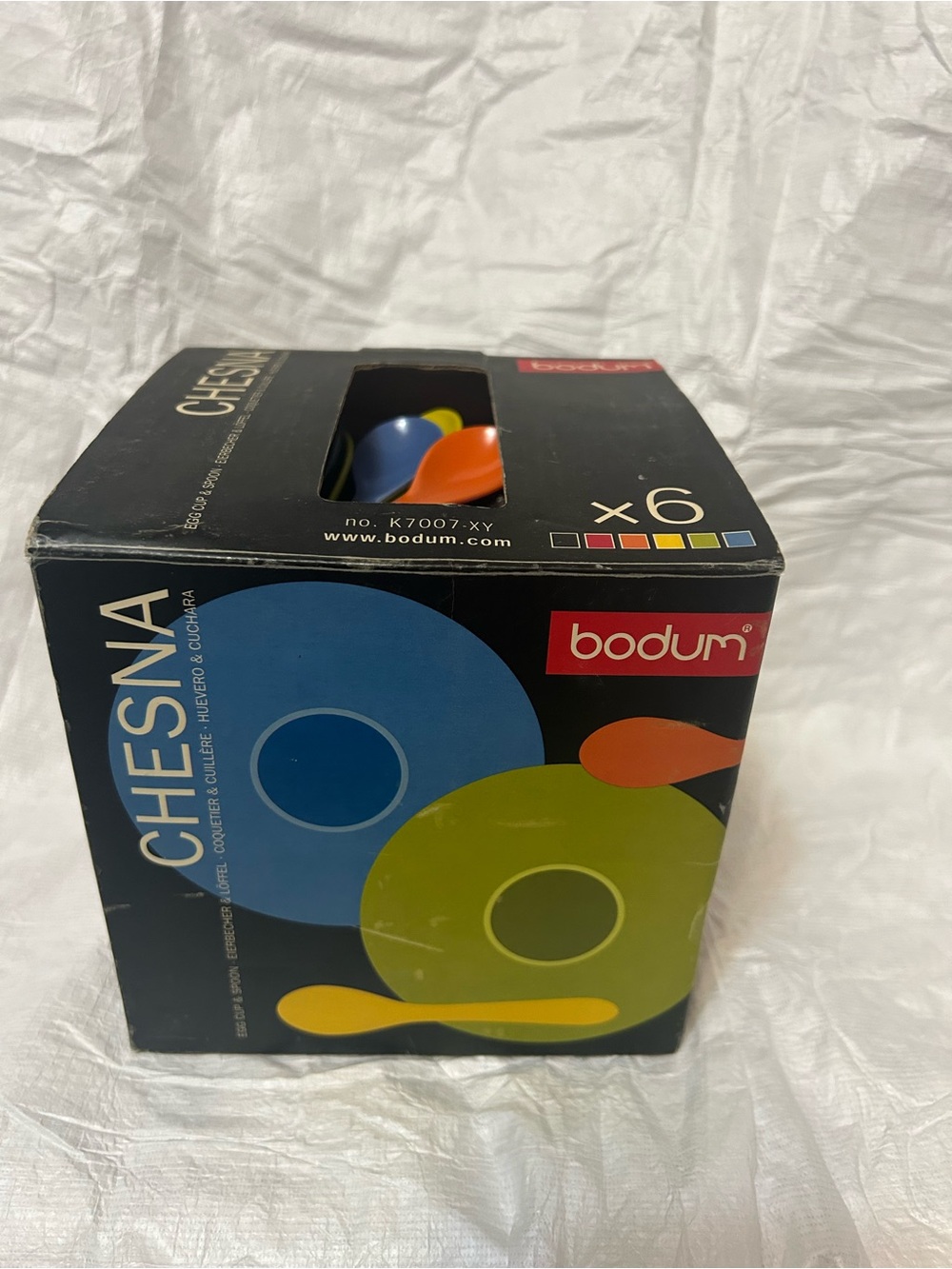 bodum Chesna Colorful Egg Cup and Spooy Set - complete, in box
